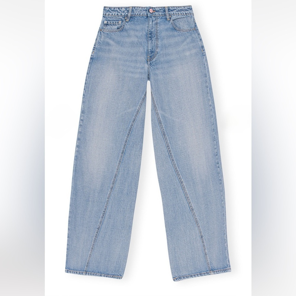 Ganni Jozey Relaxed Wide Fit, Mid Rise Full Length Jean in light Blue Vintage - Picture 5 of 14